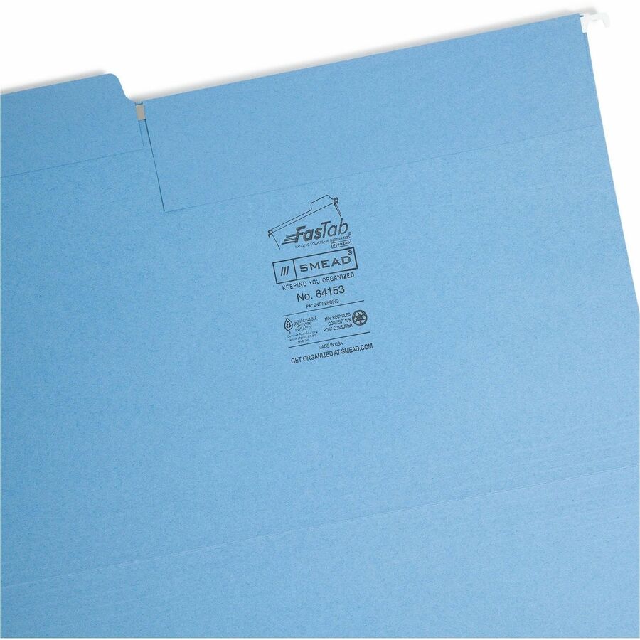 FasTab Hanging Folders, Legal Size, 1/3-Cut Tabs, Assorted Colors, 18/Box