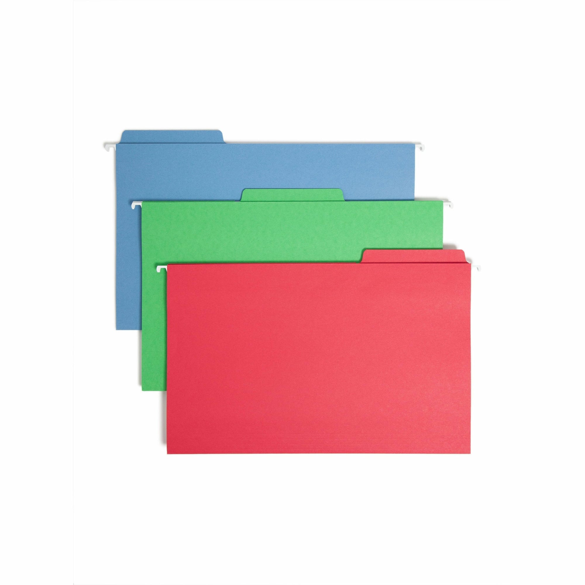 FasTab Hanging Folders, Legal Size, 1/3-Cut Tabs, Assorted Colors, 18/Box