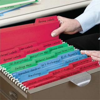 FasTab Hanging Folders, Legal Size, 1/3-Cut Tabs, Assorted Colors, 18/Box