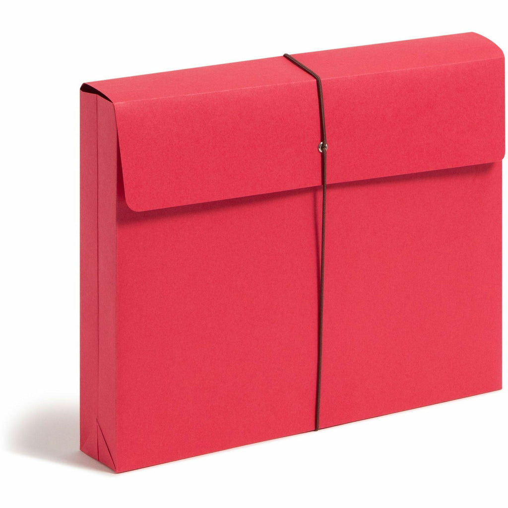 Expanding Wallet with Elastic Cord, 2" Expansion, 1 Section, Elastic Cord Closure, Letter Size, Red, 10/Box