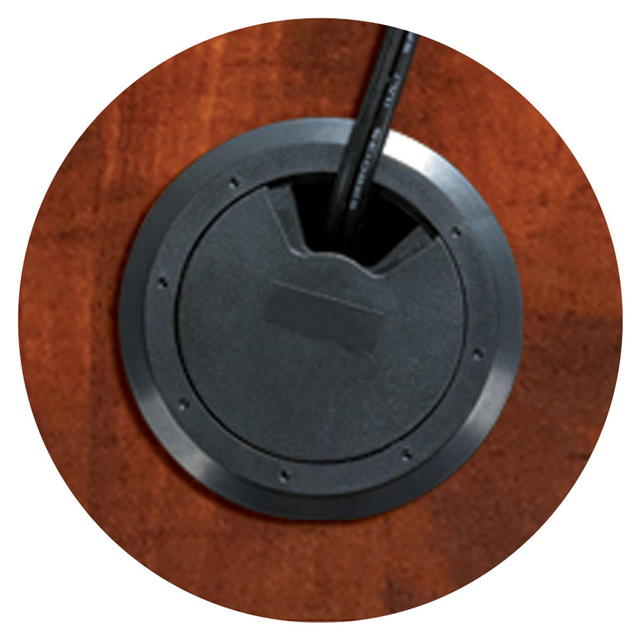 Lorell Essentials Series Left Corner Credenza - 70.9" x 35.4" x 29.5" - Finish: Cherry, Laminate - Leveling Glide