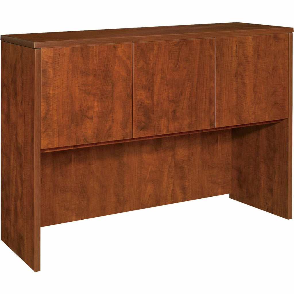 Lorell Essentials Series Stack-on Hutch with Doors - 59" x 14.8" x 36" - 3 Door(s) - Finish: Cherry, Laminate - Cord Management