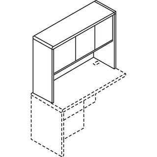 Lorell Essentials Series Stack-on Hutch with Doors - 59" x 14.8" x 36" - 3 Door(s) - Finish: Cherry, Laminate - Cord Management