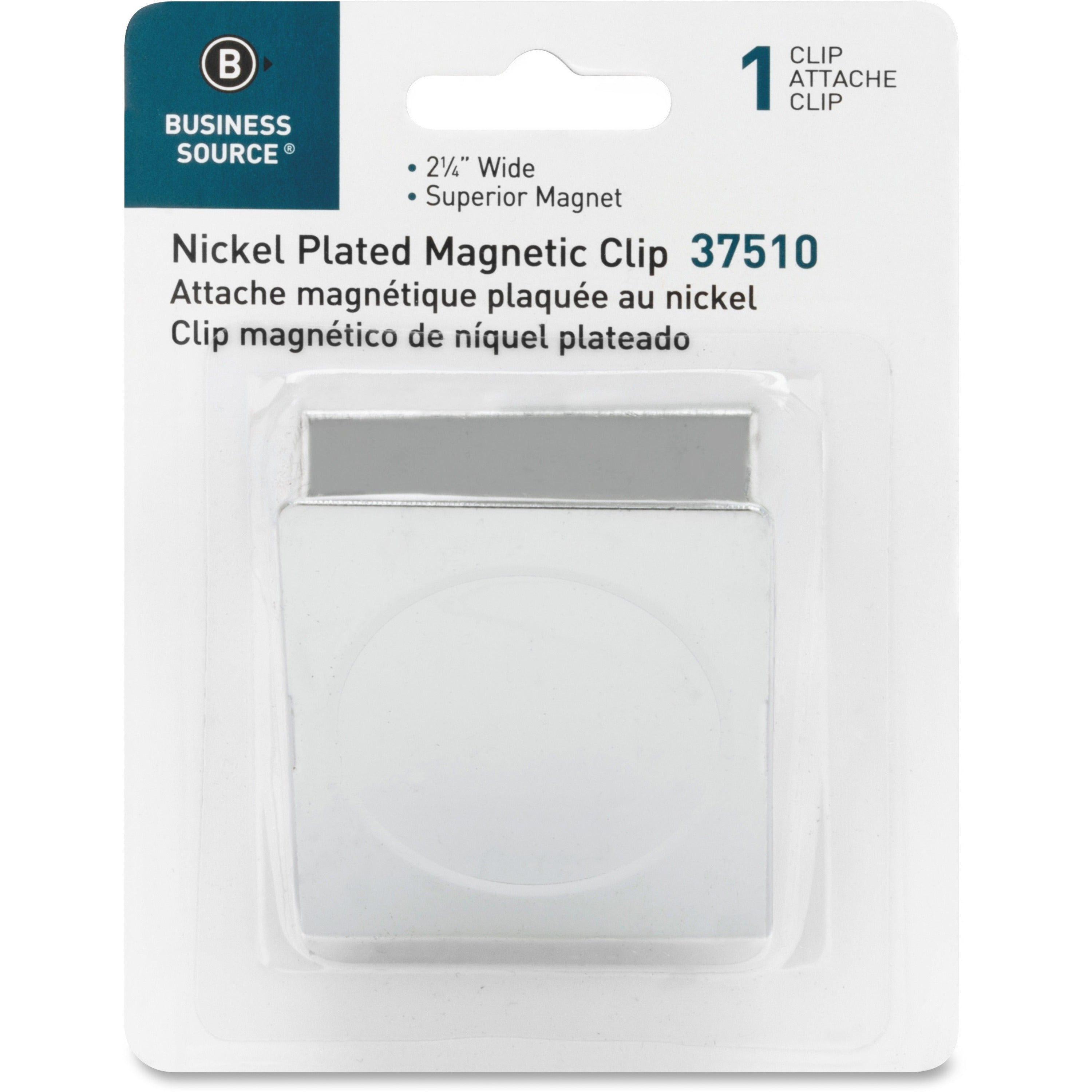 business-source-nickel-plated-magnetic-clips-23-length-1each-chrome-metal-nickel-plated_bsn37510 - 1