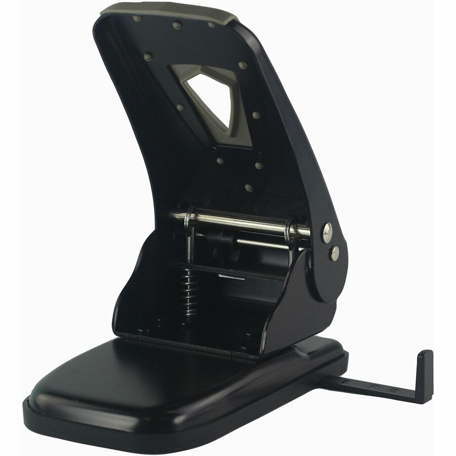 Business Source Two-hole Metal Punch - 2 Punch Head(s) - 60 Sheet of 20lb Paper - 1/4" Punch Size - Black, Gray