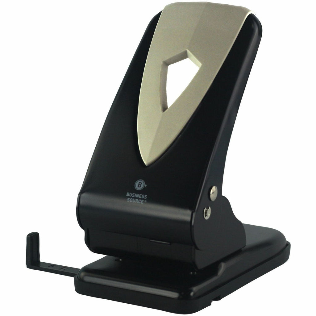 Business Source Two-hole Metal Punch - 2 Punch Head(s) - 60 Sheet of 20lb Paper - 1/4" Punch Size - Black, Gray