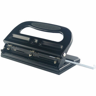 Business Source Three-hole Heavy-duty Punch - 3 Punch Head(s) - 40 Sheet of 20lb Paper - 9/32" Punch Size - Black