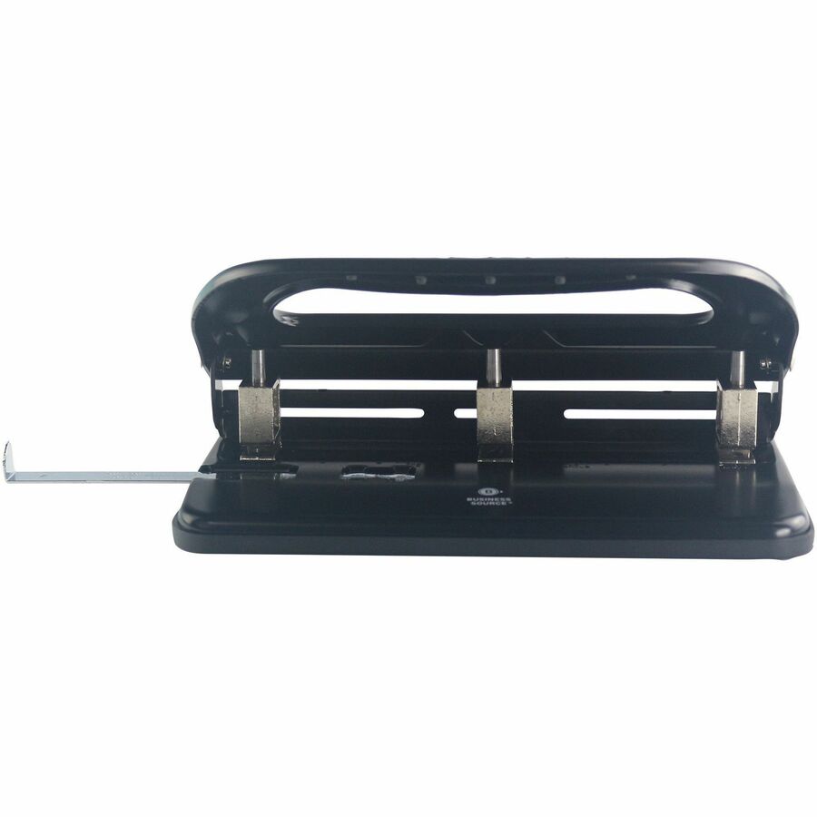 Business Source Three-hole Heavy-duty Punch - 3 Punch Head(s) - 40 Sheet of 20lb Paper - 9/32" Punch Size - Black