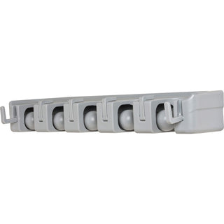 Genuine Joe Cleaning Tool Wall Organizer Rack - 5 x Broom - 3.8" Height x 16.5" Width x 2.8" Depth - Handle, Hanging Hook, Sturdy - Gray - ABS Plastic - 1 Each