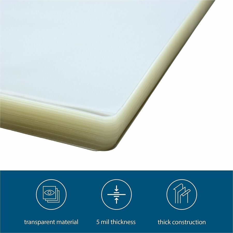 Business Source 5 mil Menu-size Laminating Pouches - Laminating Pouch/Sheet Size: 12.13" Width x 18" Length x 5 mil Thickness - for Document, ID Badge, Photo, Recipe, Recipe Card - Pre-trimmed - Clear - 50 / Box