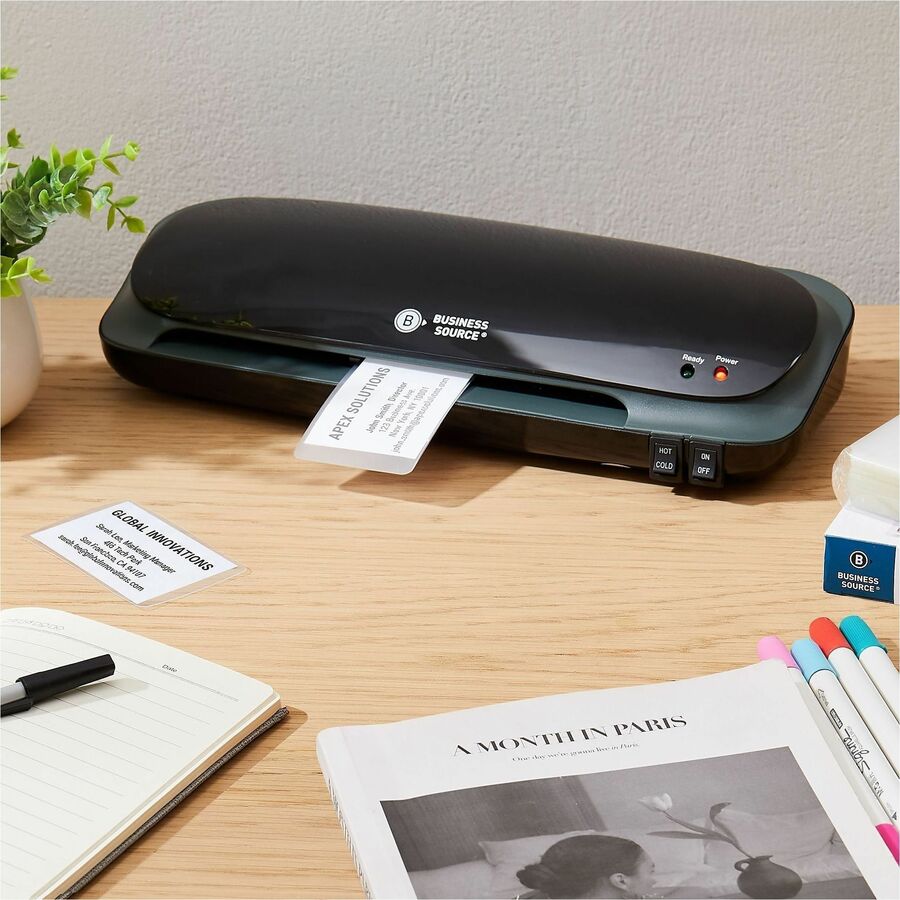 Business Source 5 mil Business Card Laminating Pouches - Laminating Pouch/Sheet Size: 2.25" Width x 3.75" Length x 5 mil Thickness - for Business Card - Pre-trimmed, Moisture Resistant, Fade Resistant - Clear - 100 / Box