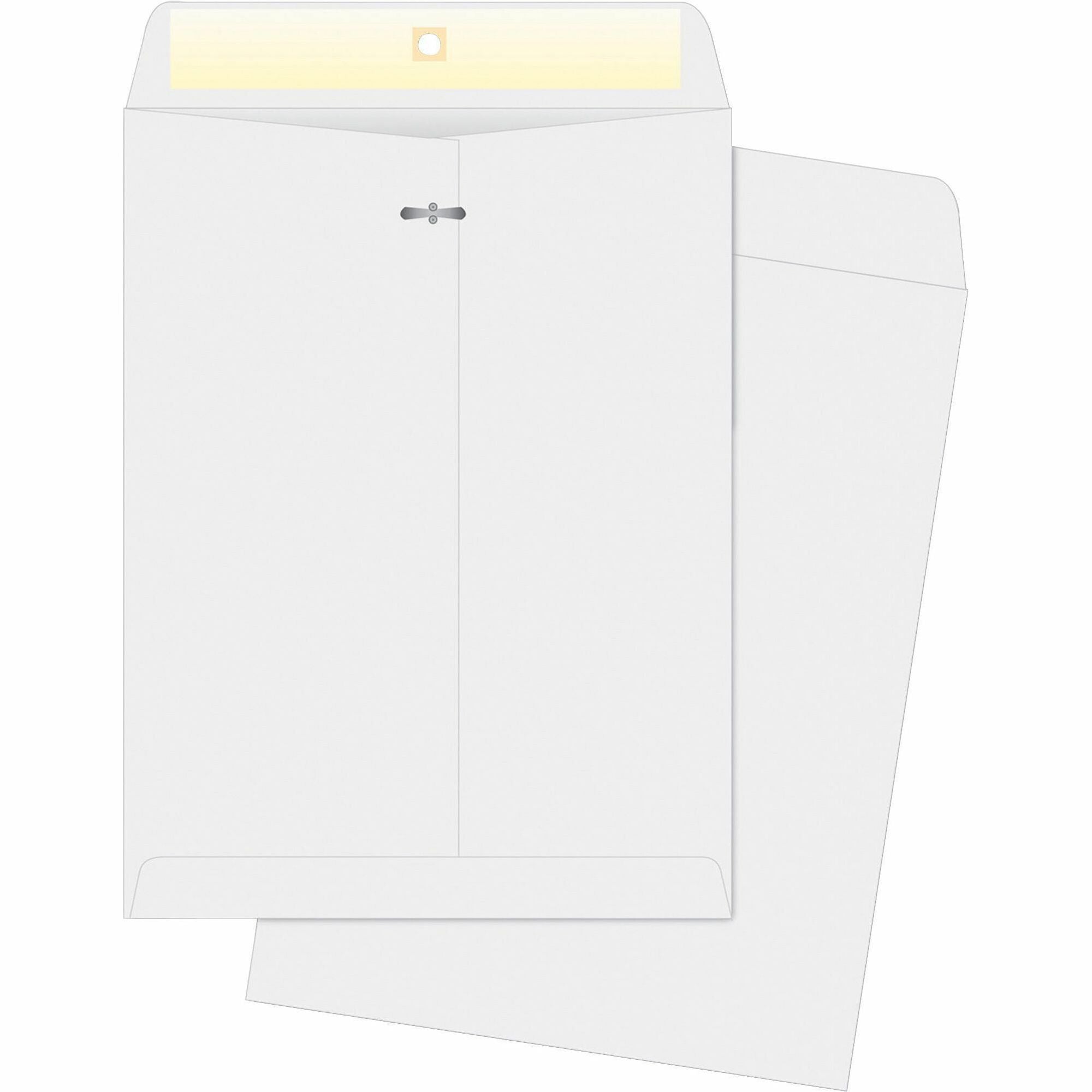 Business Source Double-prong Clasp Envelopes - Clasp - #90 - 9" Width x 12" Length - 28 lb - Clasp - Wove - 100 / Box - White - 