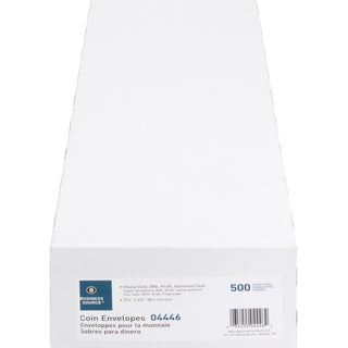 Business Source Little Coin No. 7 Kraft Envelopes - Coin - #7 - 3 1/2" Width x 6 1/2" Length - 28 lb - Gummed - Kraft - 500 / Box - Brown Kraft