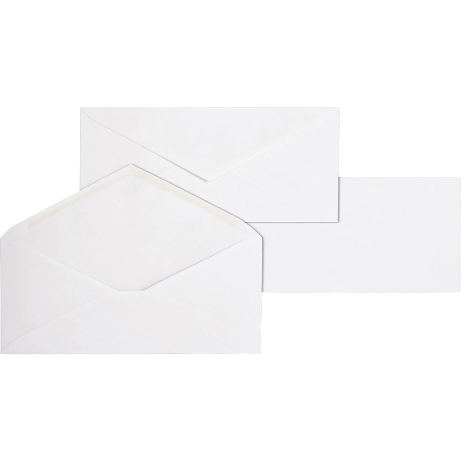 Business Source No. 10 White Wove V-Flap Business Envelopes - Business - #10 - 9 1/2" Width x 4 1/8" Length - 24 lb - Gummed - Wove - 500 / Box - White - 