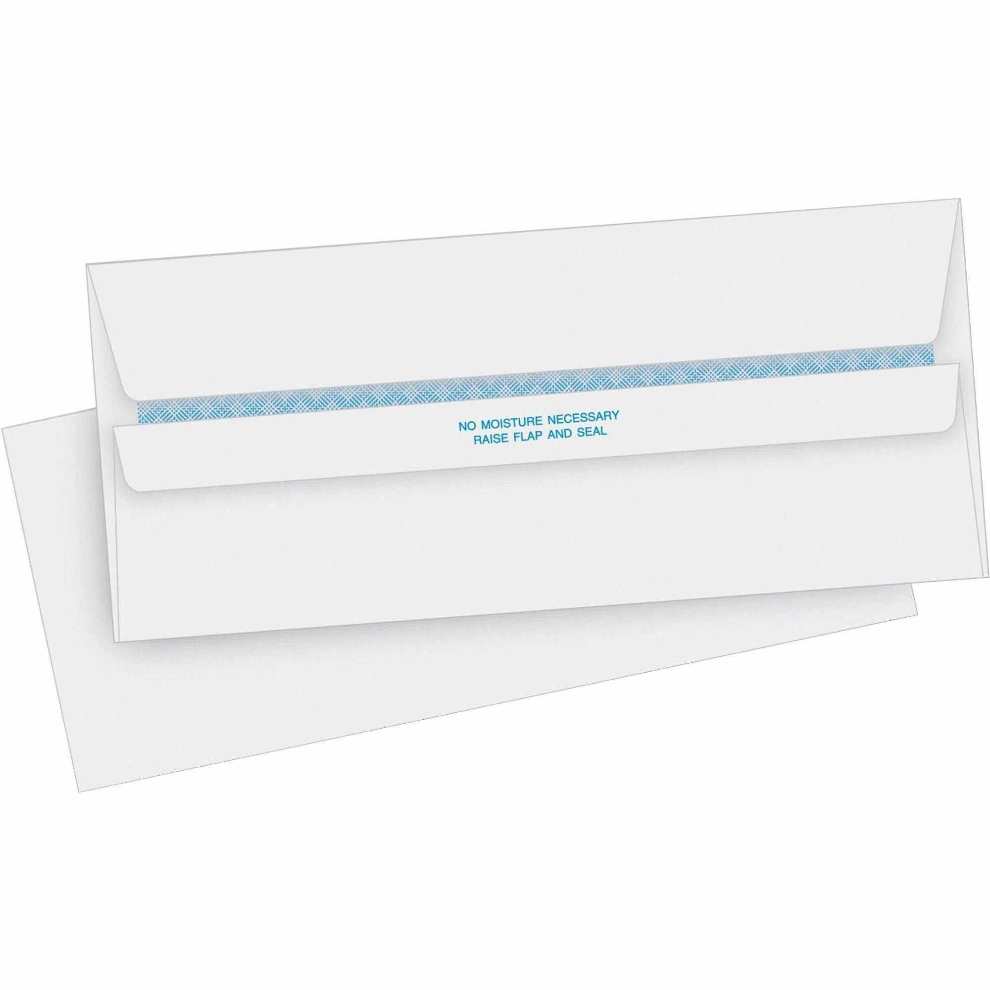 Business Source Regular Security Invoice Envelopes - Business - #10 - 4 1/8" Width x 9 1/2" Length - 24 lb - Self-sealing - 500 / Box - White - 