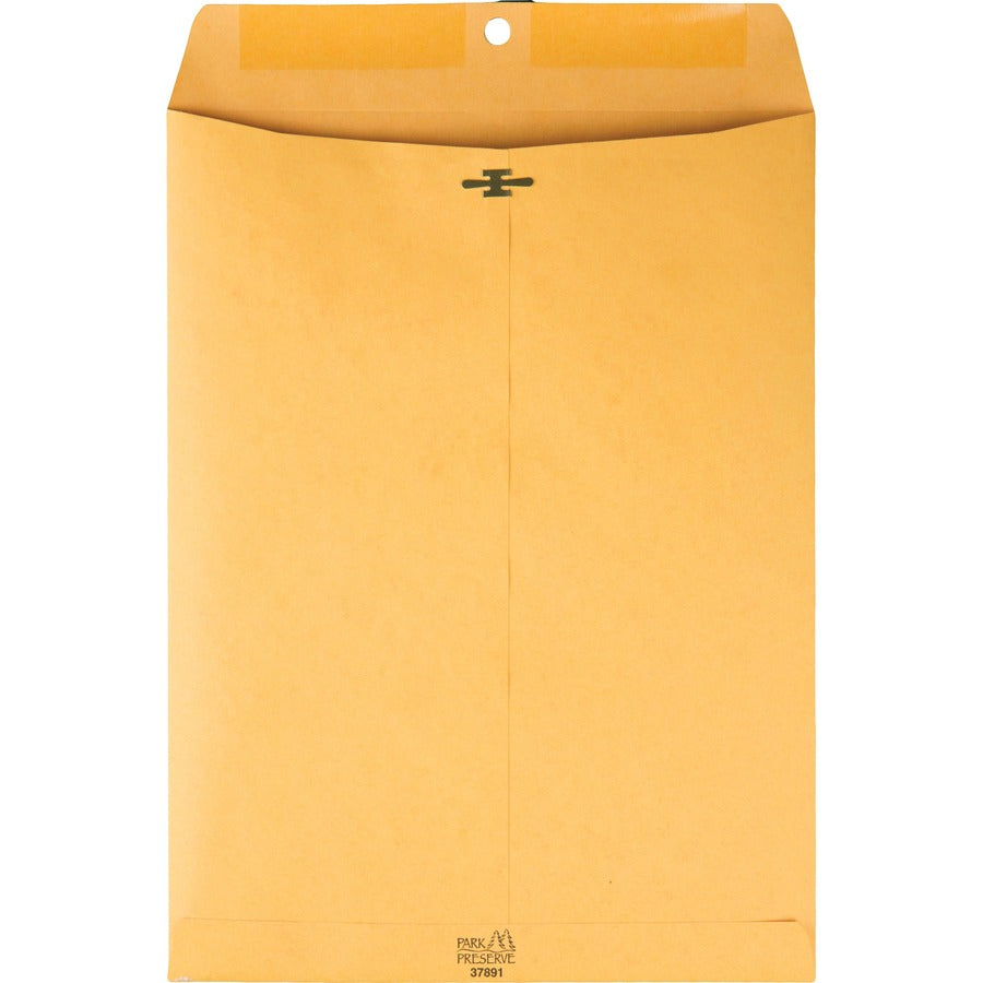 Quality Park 9 x 12 High Bulk Clasp Envelopes with Deeply Gummed Flaps - Clasp - 9" Width x 12" Length - Gummed - Kraft - 100 / Box - Brown Kraft