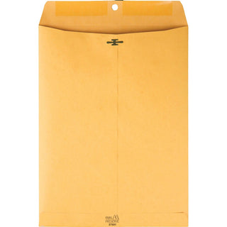 Quality Park 9 x 12 High Bulk Clasp Envelopes with Deeply Gummed Flaps - Clasp - 9" Width x 12" Length - Gummed - Kraft - 100 / Box - Brown Kraft