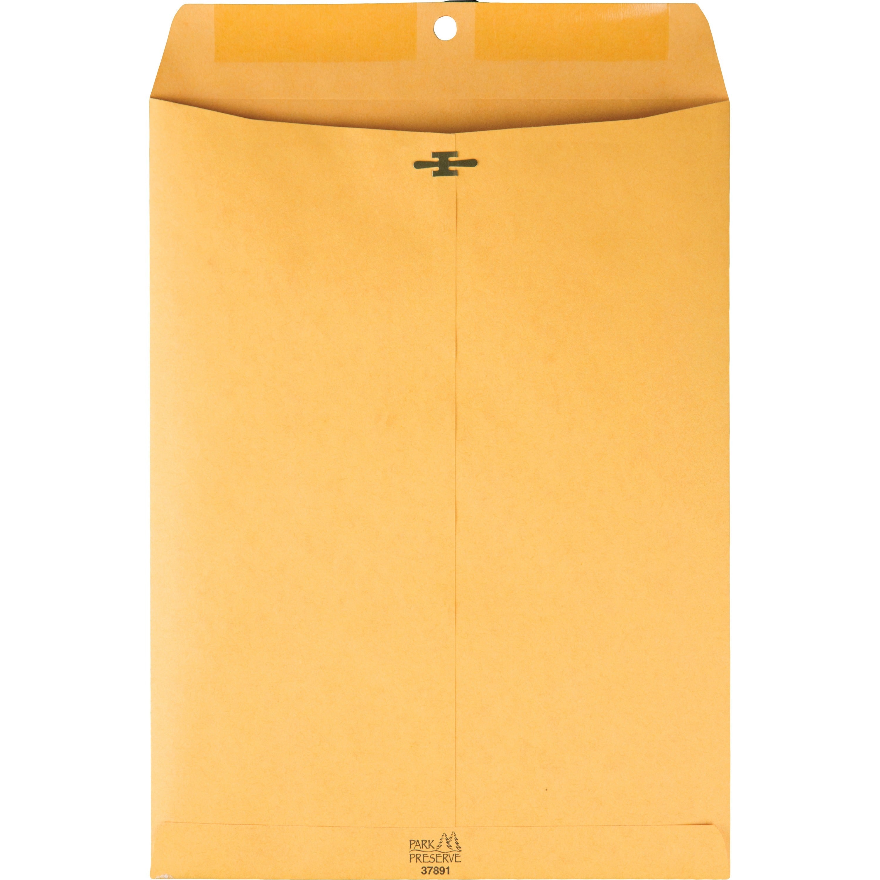 Quality Park 9 x 12 High Bulk Clasp Envelopes with Deeply Gummed Flaps - Clasp - 9" Width x 12" Length - Gummed - Kraft - 100 / Box - Brown Kraft - 