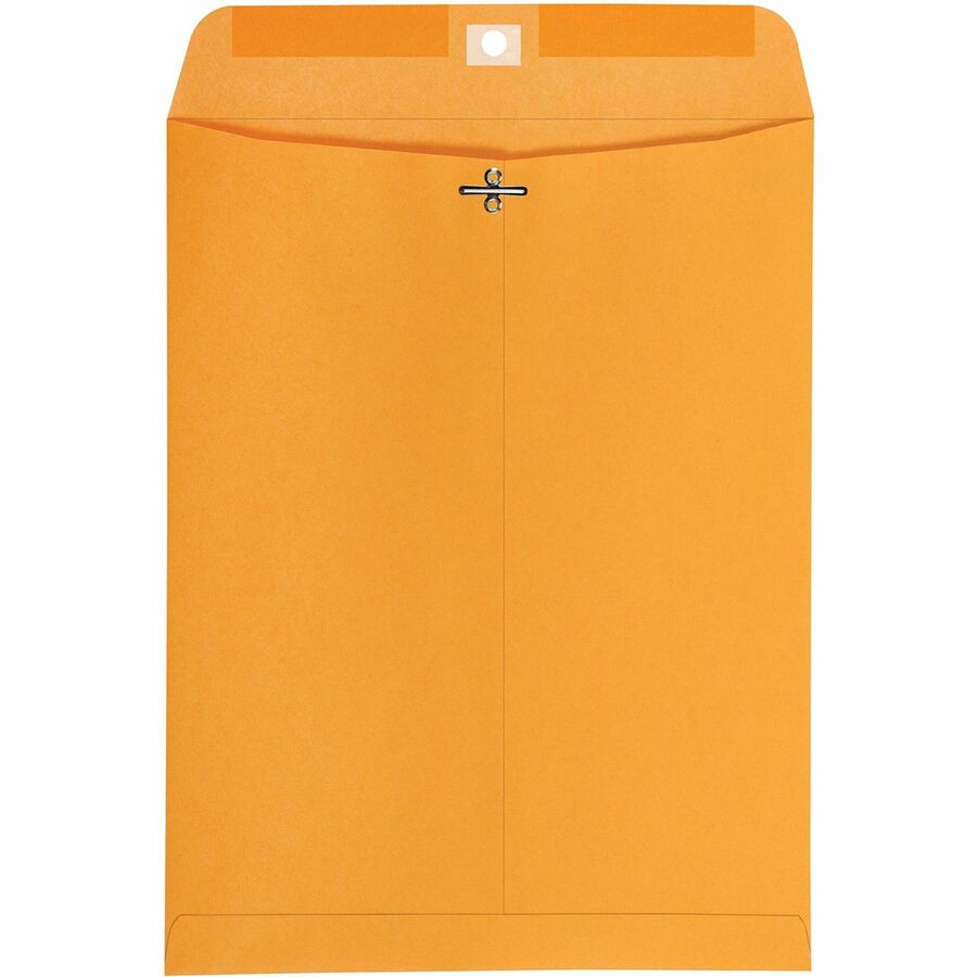 Quality Park 10 x 13 High Bulk Clasp Envelopes with Deeply Gummed Flaps - Clasp - 10" Width x 13" Length - Gummed - Kraft - 100 / Box - Clear