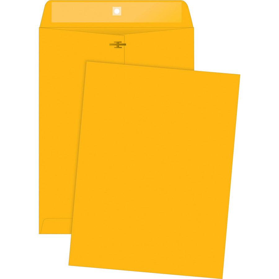Quality Park 10 x 13 High Bulk Clasp Envelopes with Deeply Gummed Flaps - Clasp - 10" Width x 13" Length - Gummed - Kraft - 100 / Box - Clear - 