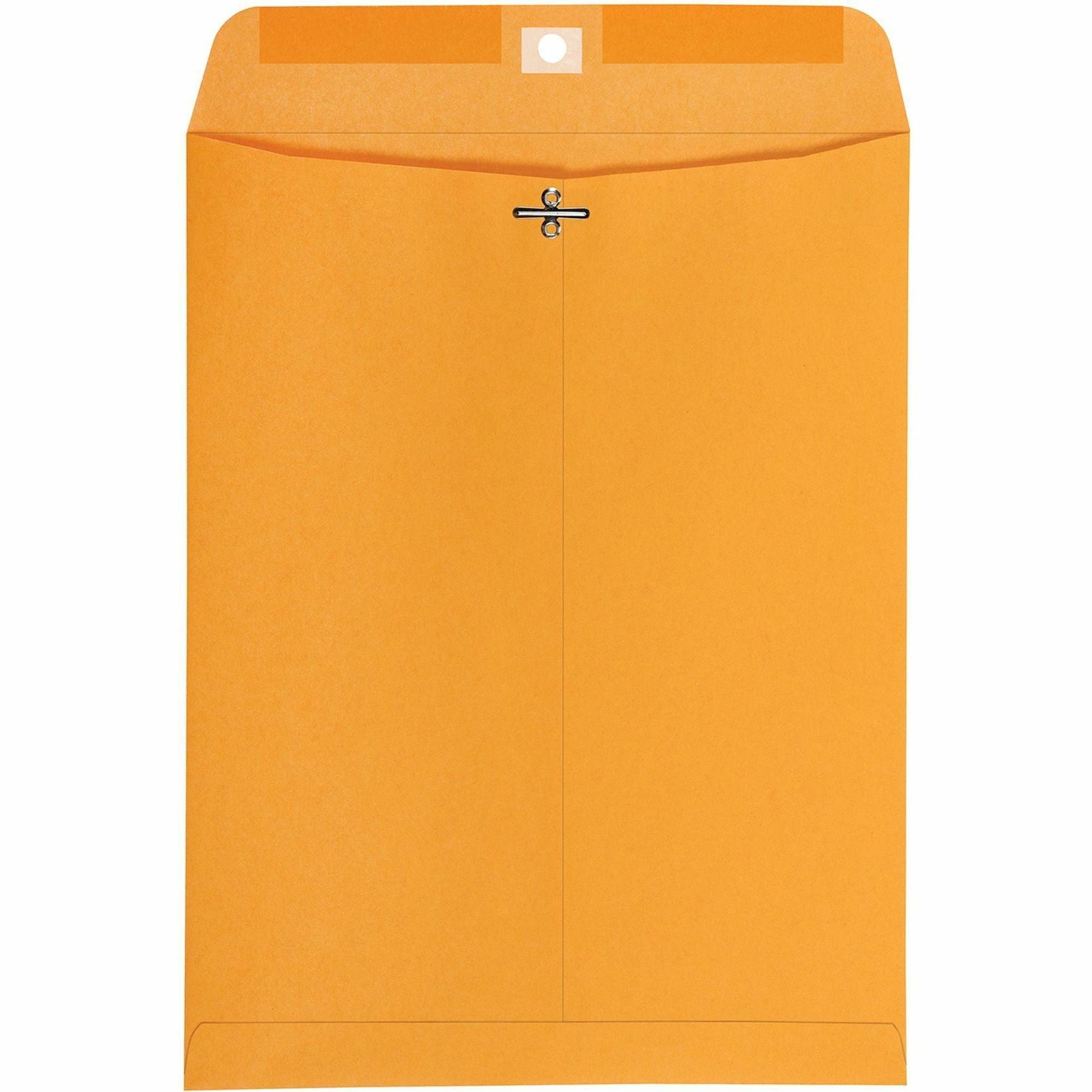 Quality Park 10 x 13 High Bulk Clasp Envelopes with Deeply Gummed Flaps - Clasp - 10" Width x 13" Length - Gummed - Kraft - 100 / Box - Clear - 