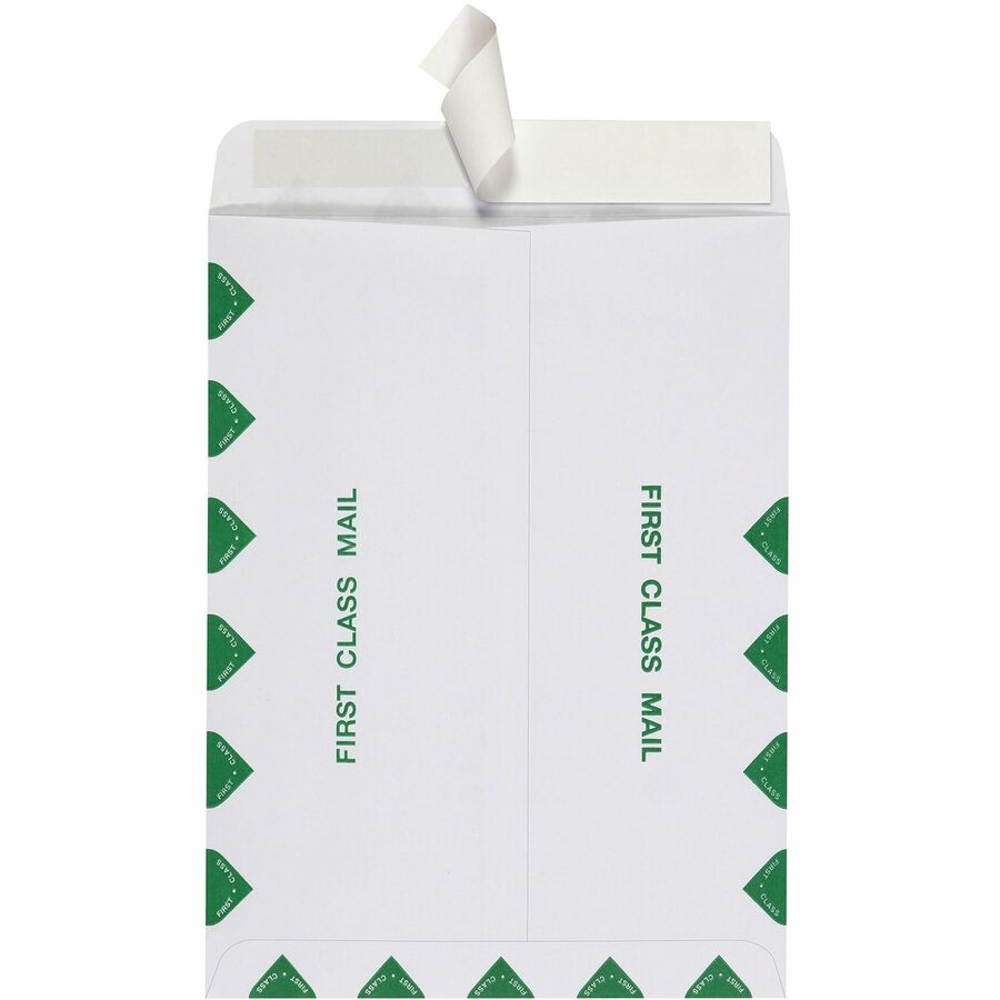 Redi-Strip Catalog Envelope, First Class, #10 1/2, Cheese Blade Flap, Redi-Strip Adhesive Closure, 9 x 12, White, 100/Box