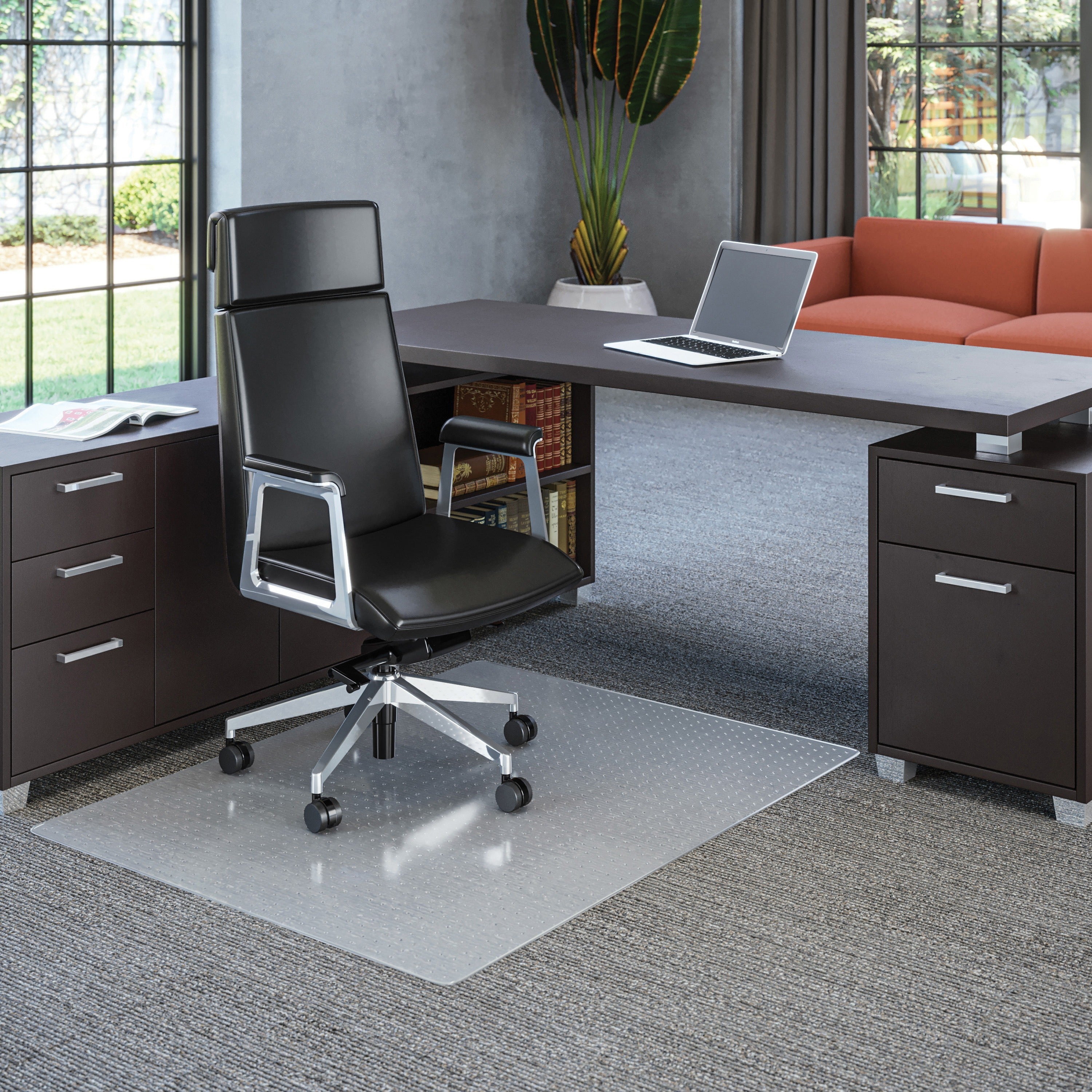 All Day Use Chair Mat - All Carpet Types, 36 x 48, Rectangular, Clear