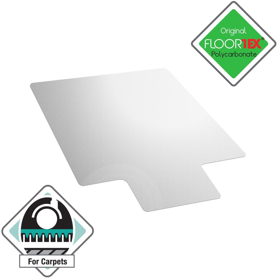 Ultimat Polycarbonate Lipped Chair Mat for Carpets over 1/2" - 48" x 53" - Clear Lipped Polycarbonate Chair Mat For Carpets - 53" L x 48" W x 0.11" D - 