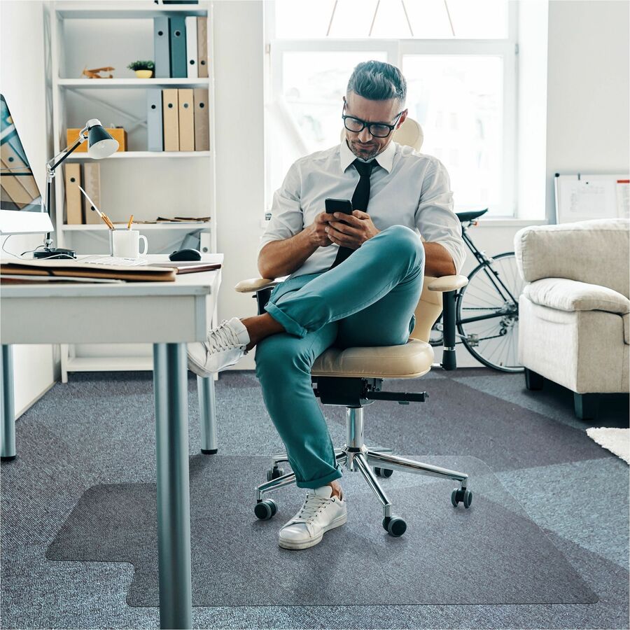 Ultimat Polycarbonate Lipped Chair Mat for Carpets up to 1/2" - 48" x 60" - Clear Lipped Polycarbonate Chair Mat For Carpets - 60" L x 48" W x 0.085" D