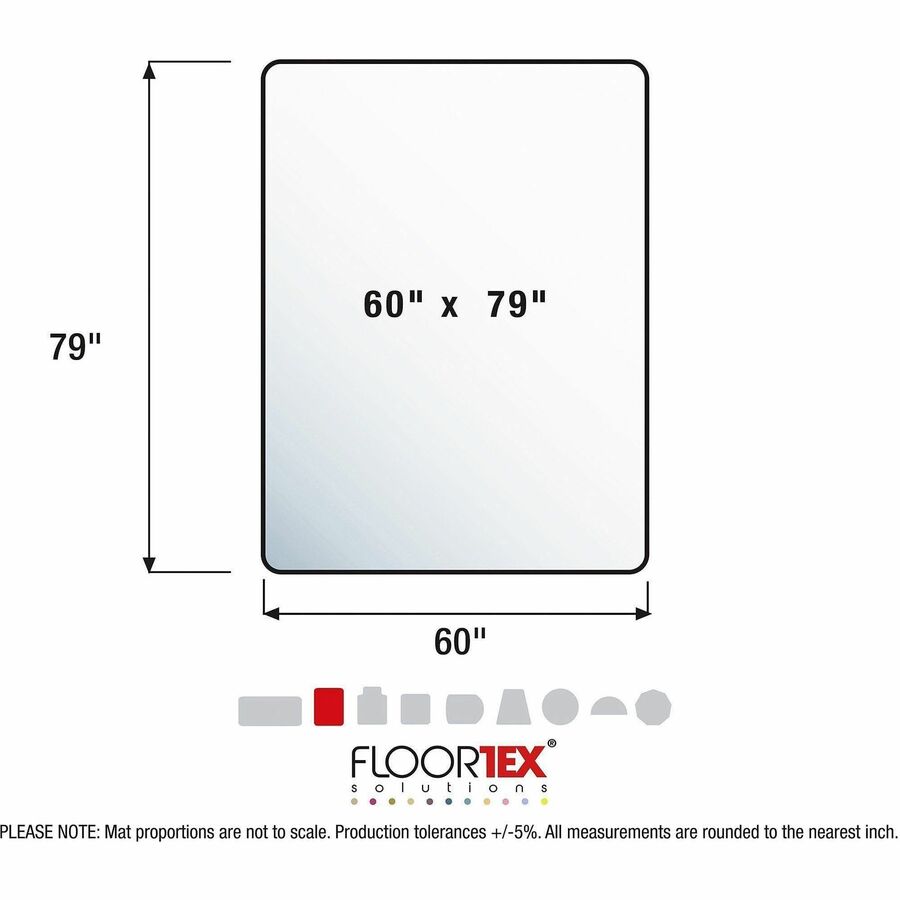 Ultimat XXL Polycarbonate Rectangular Chair Mat for Hard Floors - 60" x 79" - Clear XXL Rectangular Polycarbonate Chair Mat for Hard Floor - 79"L x 60"W x 0.075"D