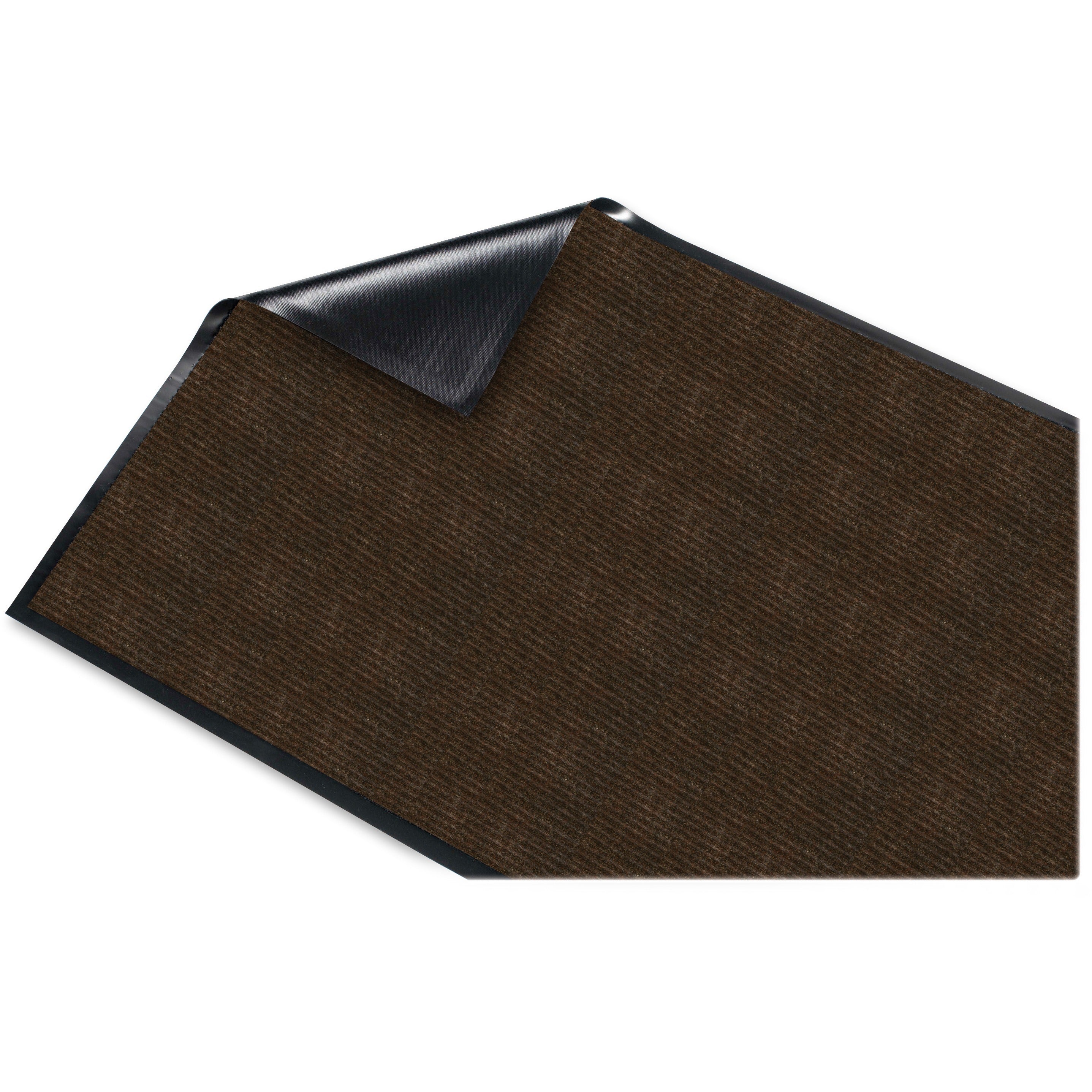 Genuine Joe Gold Dual-Rib Hard Surface Floor Mat - Hard Floor - 60" Length x 36" Width - Polypropylene, Vinyl - Chocolate - 1Each - 