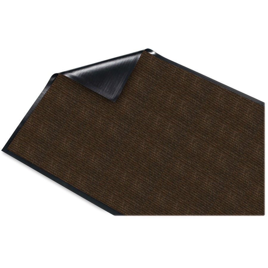 Genuine Joe Gold Dual-Rib Hard Surface Floor Mat - Hard Floor - 72" Length x 48" Width - Polypropylene, Vinyl - Chocolate - 1Each