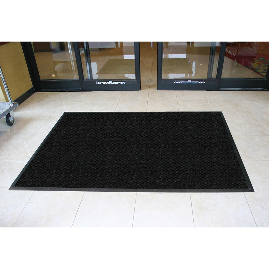 Genuine Joe Ultraguard Berber Heavy Traffic Mat - Hard Floor, Indoor, Outdoor - 60" Length x 36" Width - Rubber - Charcoal Black - 1Each - 