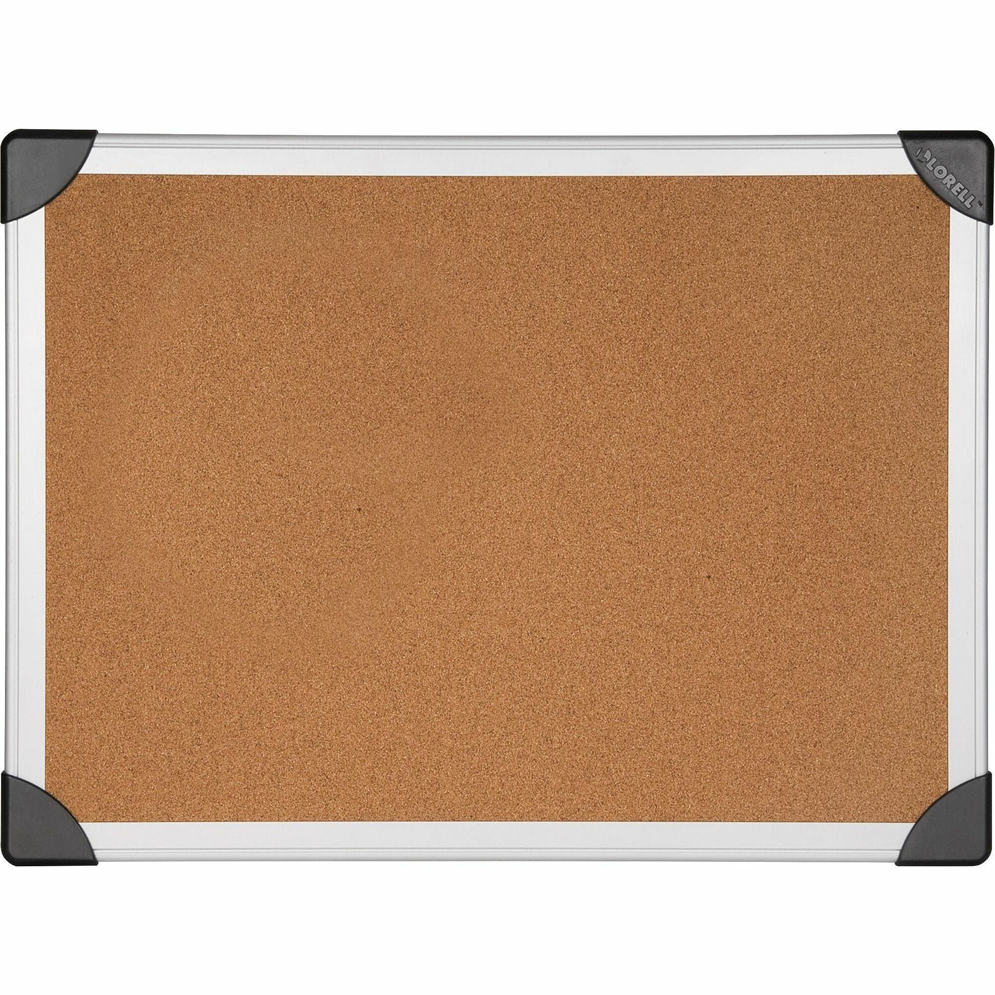 Lorell Corkboard - 24" Height x 36" Width - Cork Surface - Durable, Resist Warping, Laminated, Resilient - Aluminum Frame - 1 Each - 