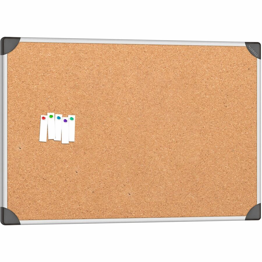 Lorell Corkboard - 24" Height x 36" Width - Cork Surface - Durable, Resist Warping, Laminated, Resilient - Aluminum Frame - 1 Each