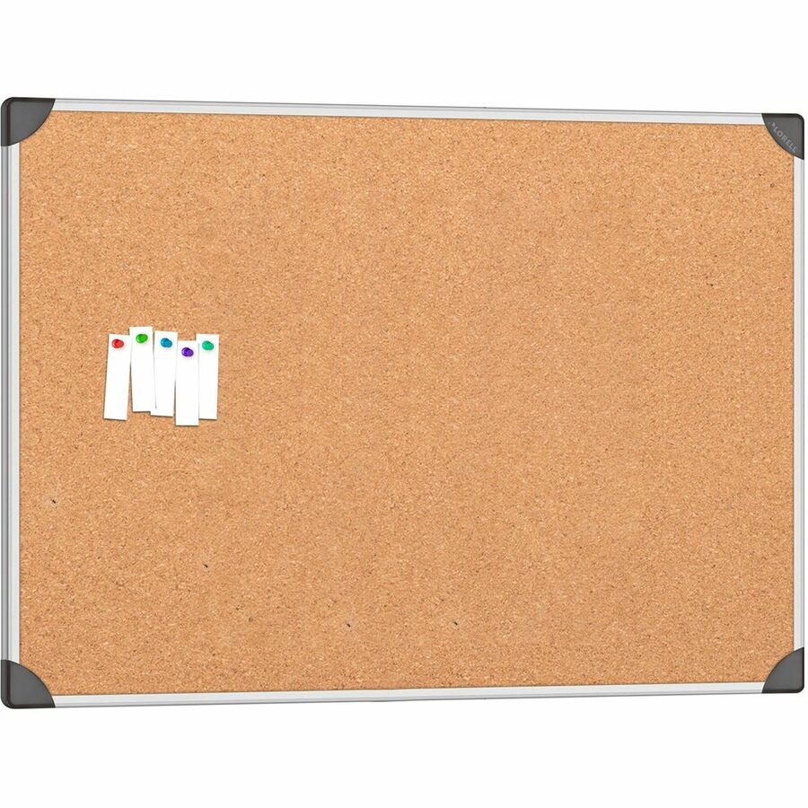 Lorell Corkboard - 36" Height x 48" Width - Cork Surface - Laminated, Resist Warping, Durable, Resilient - Aluminum Frame - 1 Each