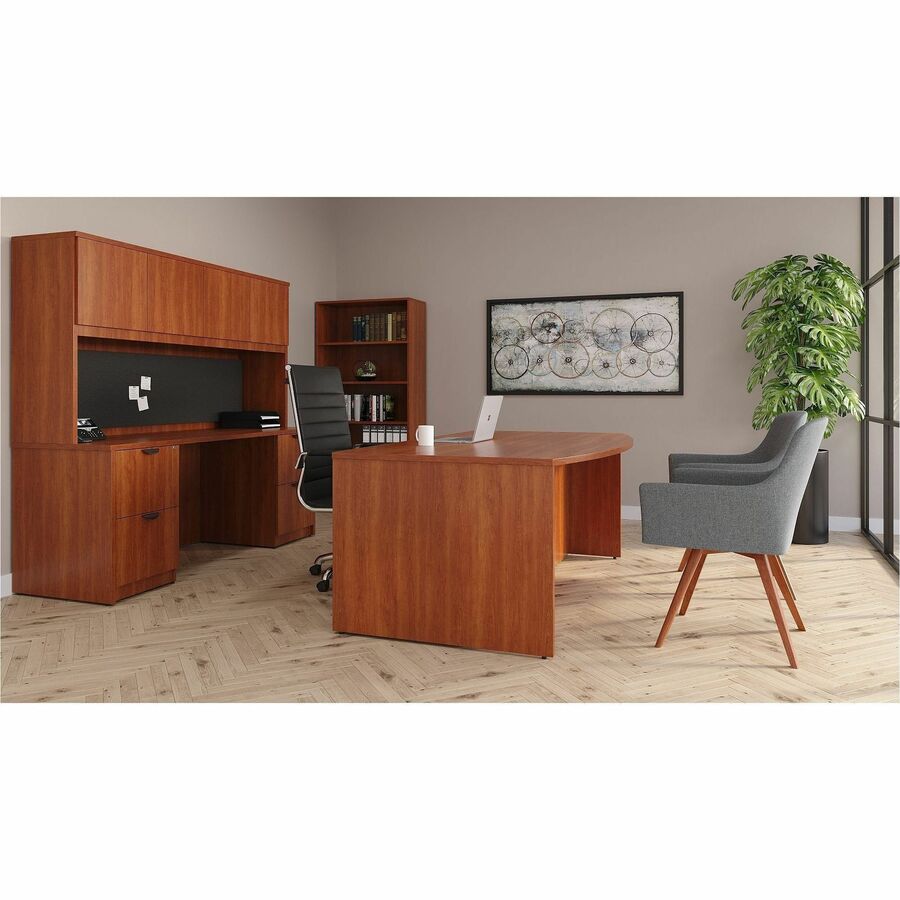 Lorell Essentials Series Hutch Tackboards - 16.50" Height x 68.63" Width x 0.50" Depth - Black Fabric Surface - Laminated - 1 Each