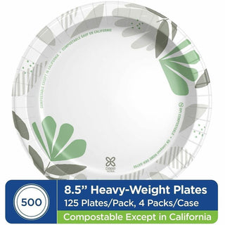 Dixie Ultra Pathways 8-1/2" Heavyweight Paper Plates by GP Pro - 125 / Pack - Serving - Microwave Safe - White - Paper Body - 4 / Carton