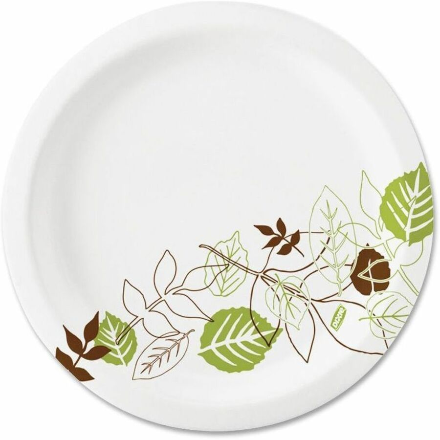 Pathways Soak-Proof Shield Mediumweight Paper Plates, 6.88" dia, Green/Burgundy, 125/Pack, 8 Packs/Carton