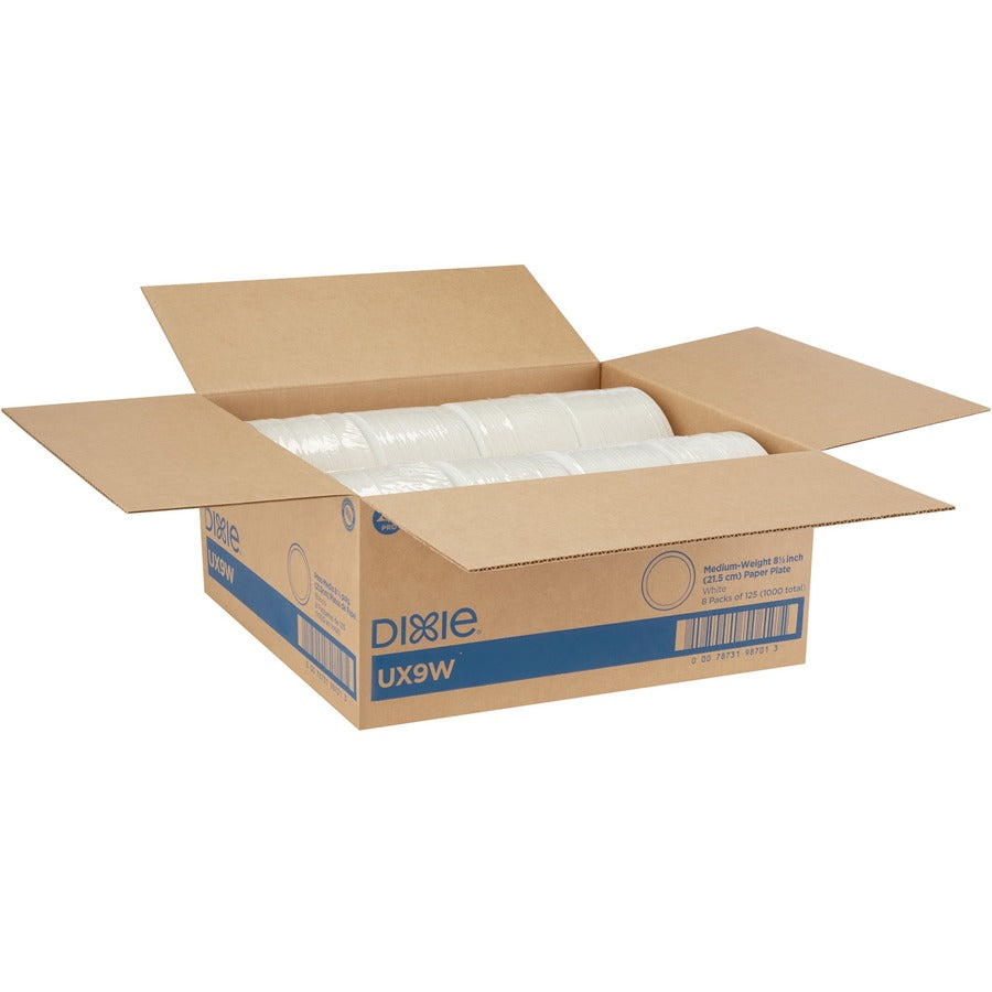 Dixie Pathways 8-1/2" Mediumweight Paper Plates by GP Pro - 125 / Pack - Pathways - Microwave Safe - White - Paper Body - 4 / Carton