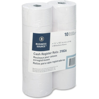 Business Source 1-Ply 155' Adding Machine Paper Rolls - 1 3/4" x 155 ft - 10 / Pack - Sustainable Forestry Initiative (SFI) - Lint-free - White