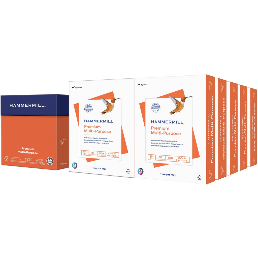 Premium Multipurpose Print Paper, 97 Bright, 20 lb Bond Weight, 8.5 x 11, White, 500 Sheets/Ream, 10 Reams/Carton