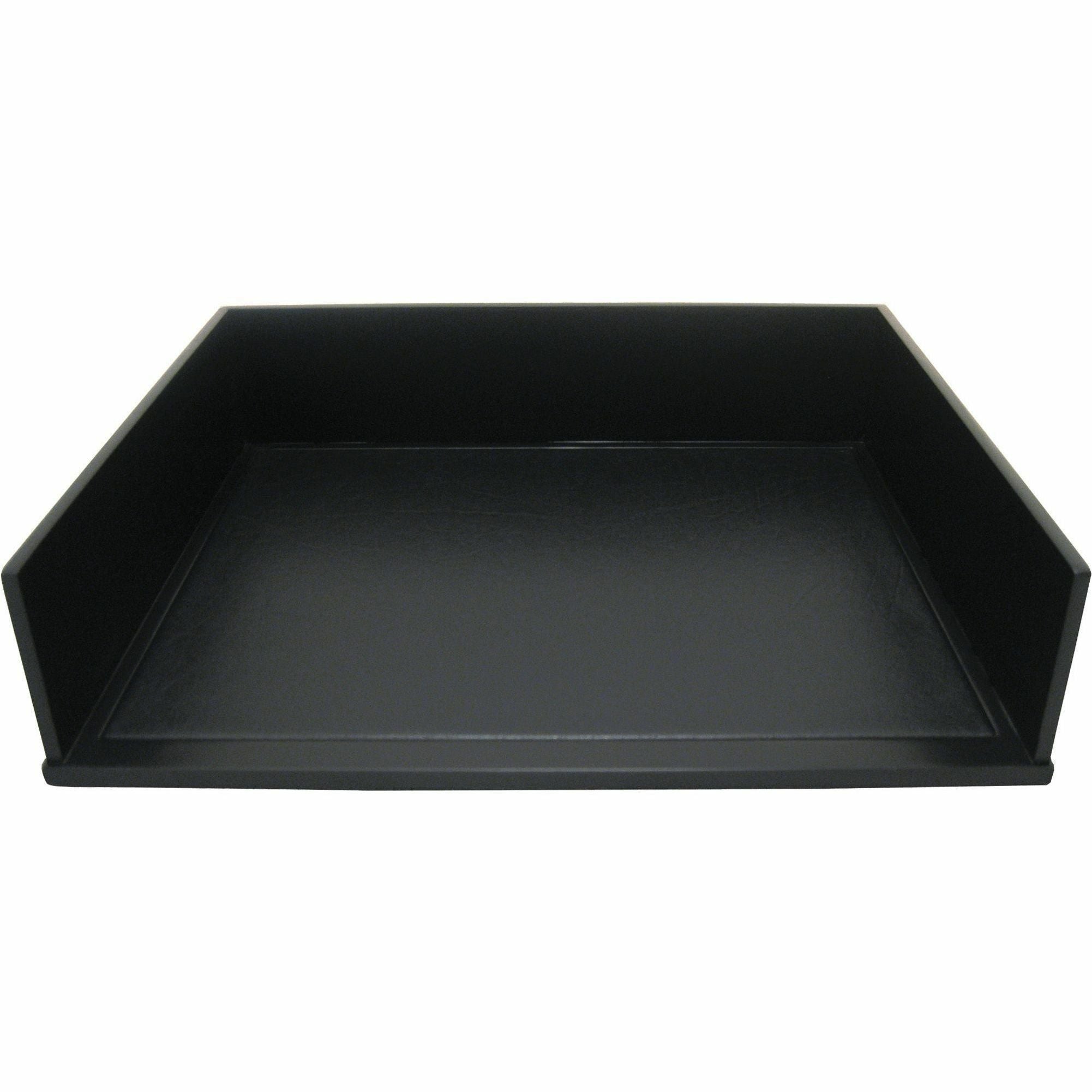 Victor 1154-5 Midnight Black Stacking Letter Tray - Desktop - Black - Wood, Faux Leather - 1Each - 