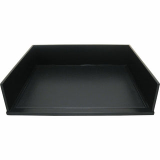Victor 1154-5 Midnight Black Stacking Letter Tray - Desktop - Black - Wood, Faux Leather - 1Each
