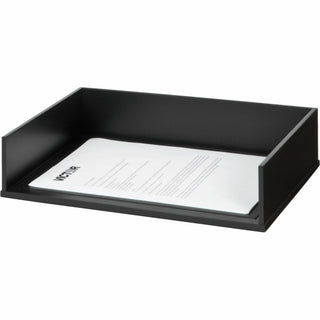 Victor 1154-5 Midnight Black Stacking Letter Tray - Desktop - Black - Wood, Faux Leather - 1Each - 