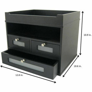 Midnight Black Collection Tidy Tower, 5 Compartments, 3 Drawers, 12.8 x 10.6 x 10.9, Black, Ships in 1-3 Business Days