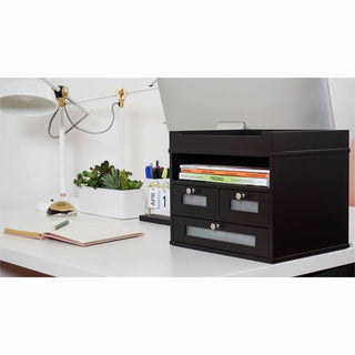 Midnight Black Collection Tidy Tower, 5 Compartments, 3 Drawers, 12.8 x 10.6 x 10.9, Black, Ships in 1-3 Business Days