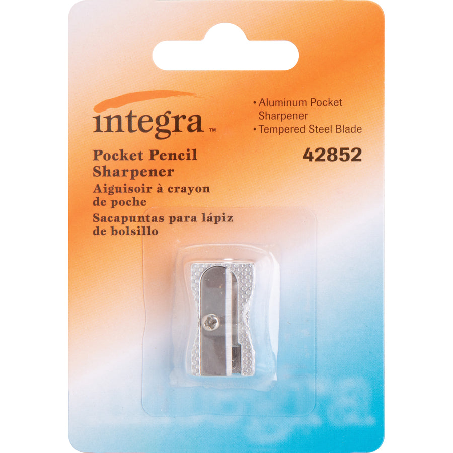 Integra Aluminum Pocket Pencil Sharpener - 1 Hole(s) - Aluminum - Silver - 1 Each - 