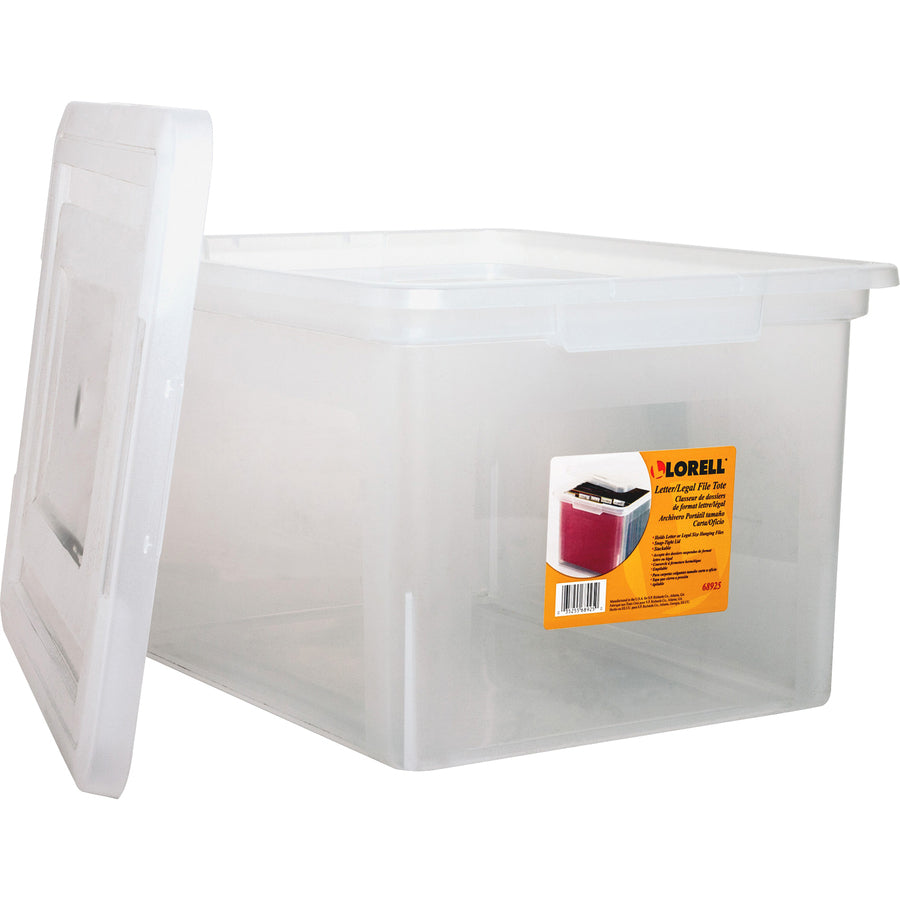 Lorell Stacking File Box - External Dimensions: 14.2" Width x 18" Depth x 10.8"Height - Media Size Supported: Letter, Legal - Interlocking Closure - Stackable - Plastic - Clear - For File - 1 Each - 
