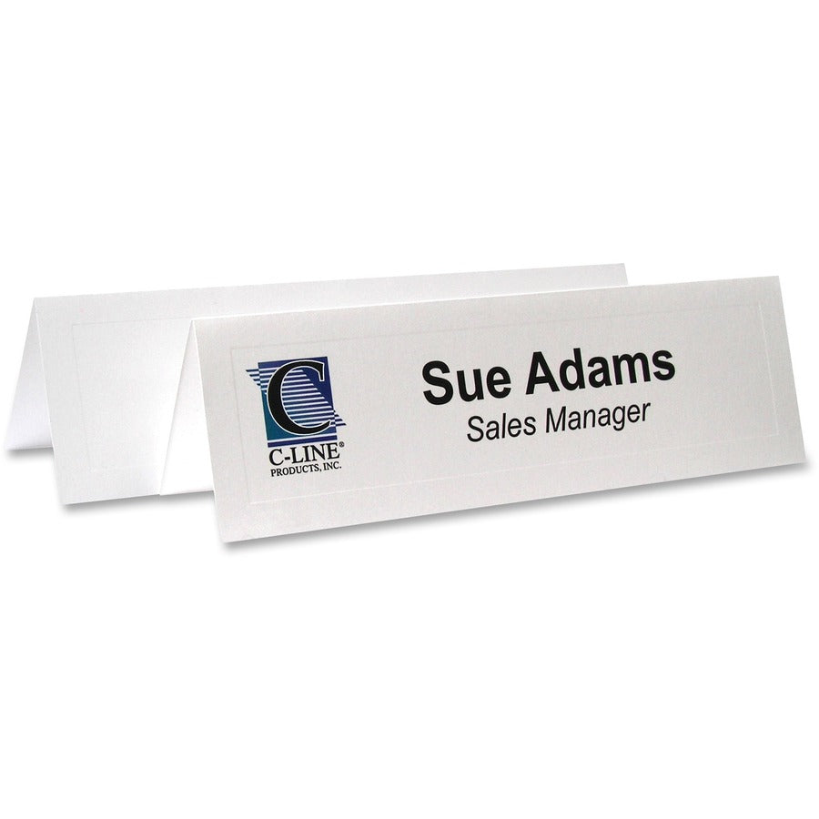 C-Line Embossed Cardstock Name Tents - Letter - 8 1/2" x 11" - 100 / Box - White